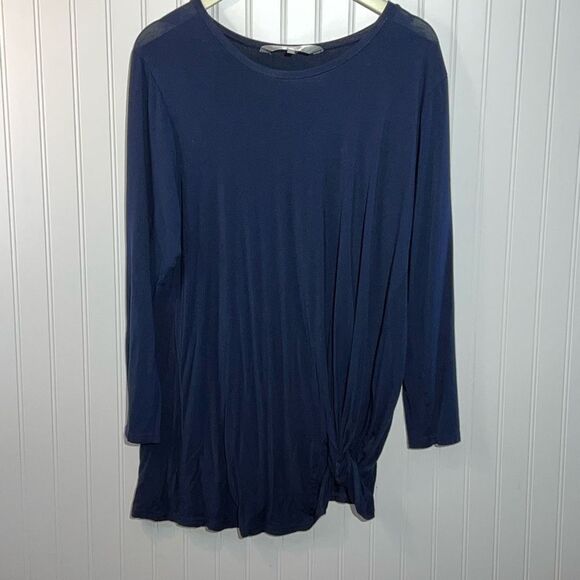The Royal Standard Twist Front Top Women’s XLarge Blue Long Sleeve Crew Neck - Picture 1 of 11